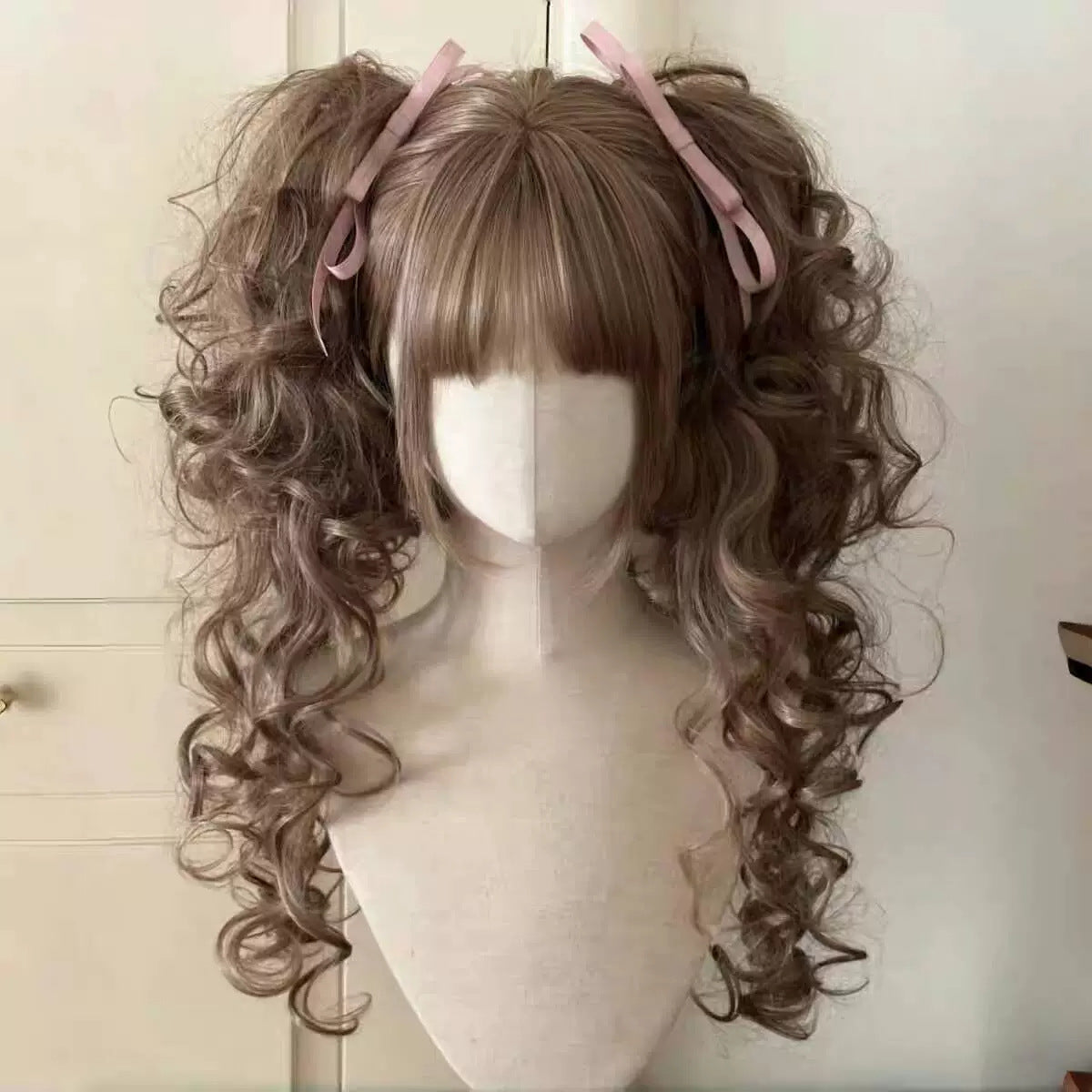 Dark Brown Elegant Vintage Roman Curl Ponytail Pairs Of Fiber Cos Wig