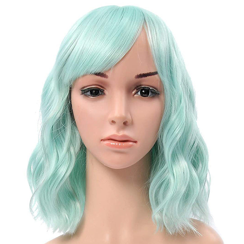 Halloween Bangs Color Short Curly Hair Long Straight Wig