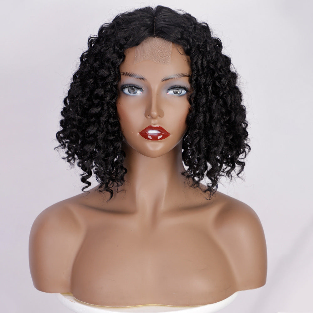 Durable Women's African Small Black Brown Wig Short Curly Hair