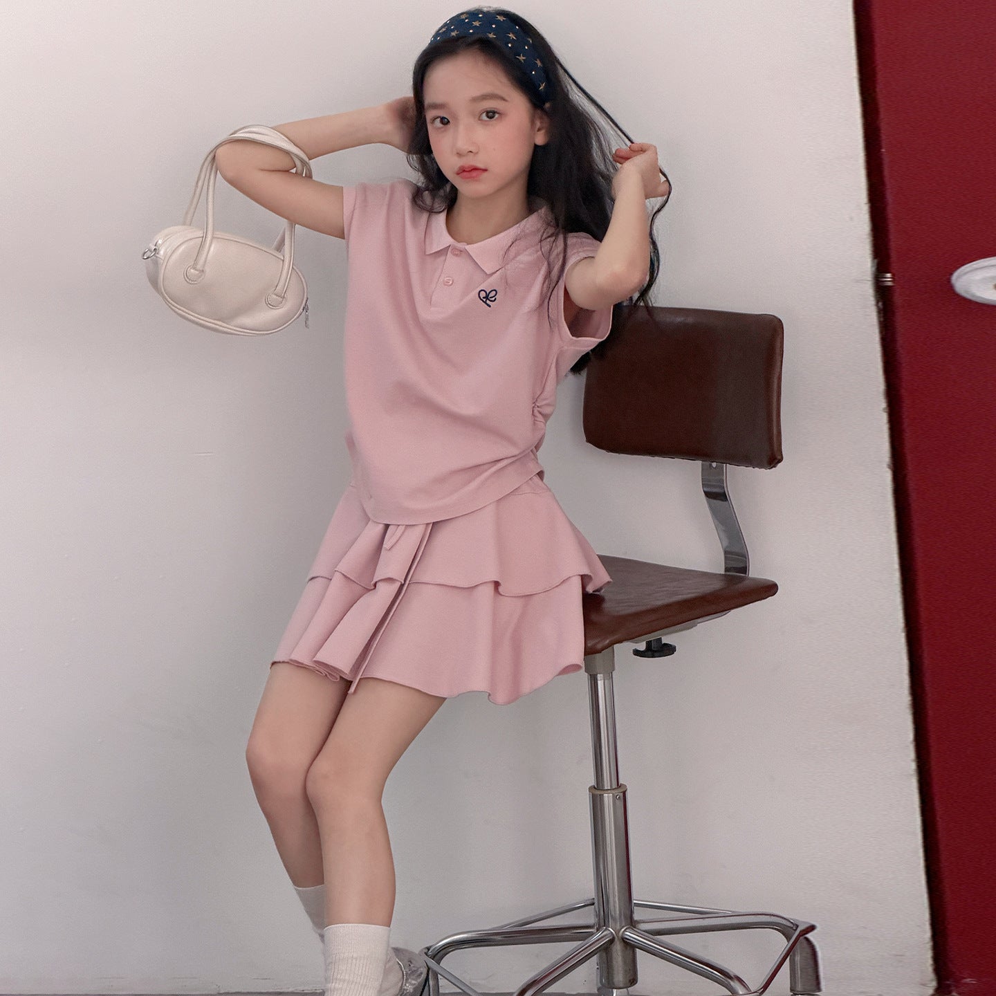 Short-sleeved Shirt Summer Sweet College Style Fashion Short Skirt Sports Children's Suit