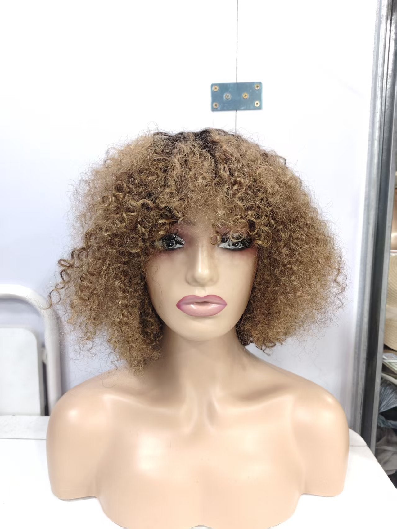 Brazilian Human Density Fringe Curly Bob Real Hair Wig