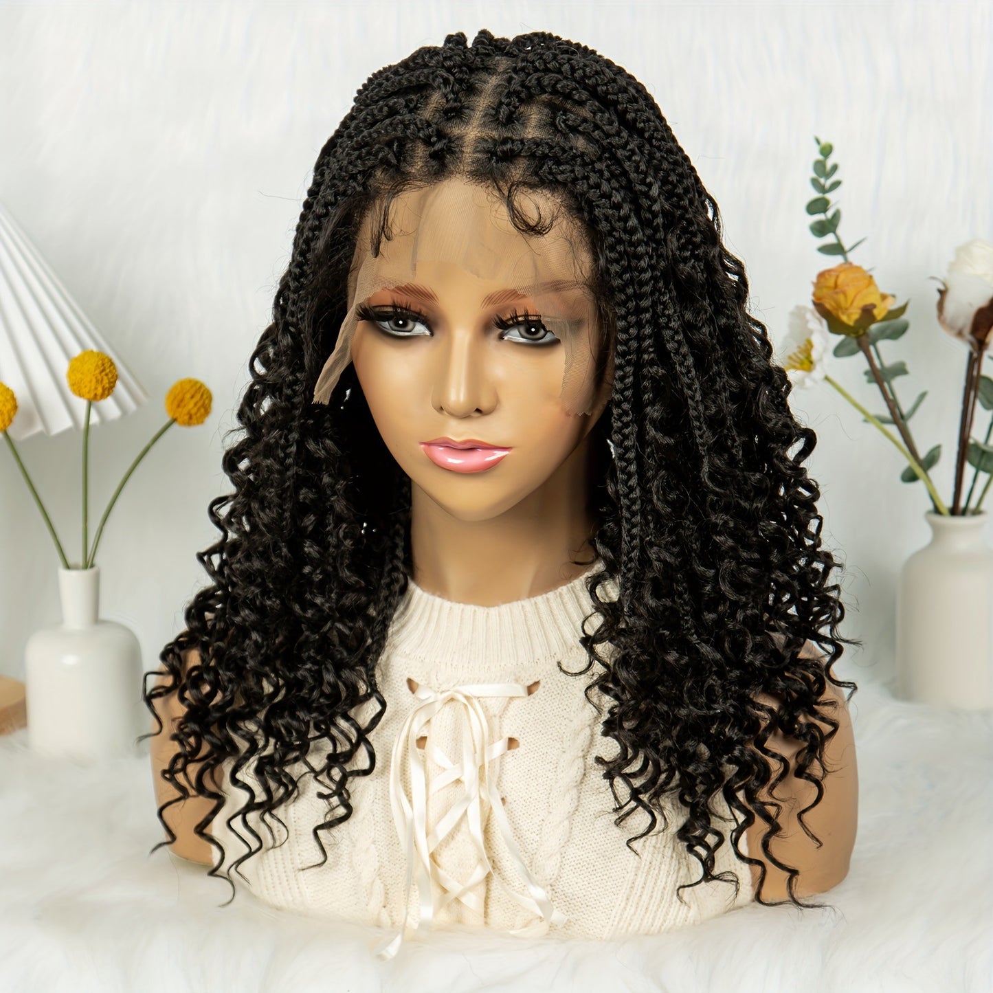 Three-strand Braid Fly Full Lace Synthetic Wig Long Curls