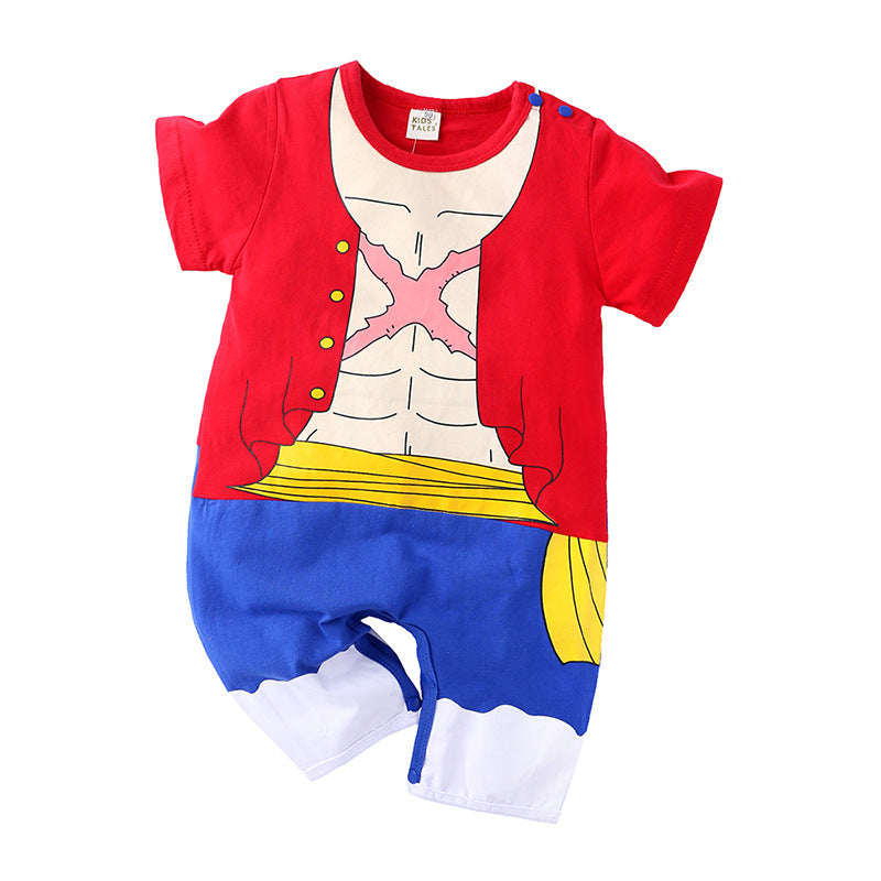 Summer Cartoon Anime Boy Short Sleeve Jumpsuit, Climbing Suit