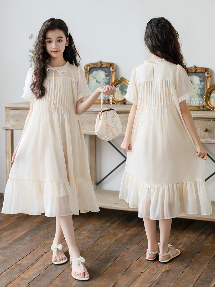 Children's Big Summer Pleated Chiffon Skirt Little Children's Dress