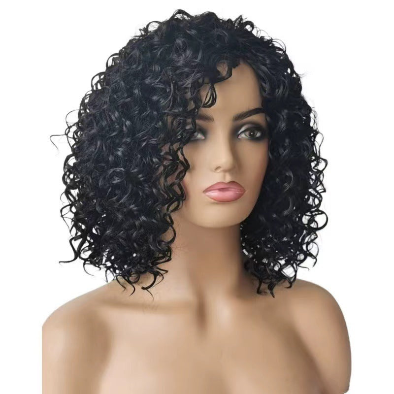 African Small Volume Afro Medium Fashion Fluffy Fiber Wig Short Curly Hair
