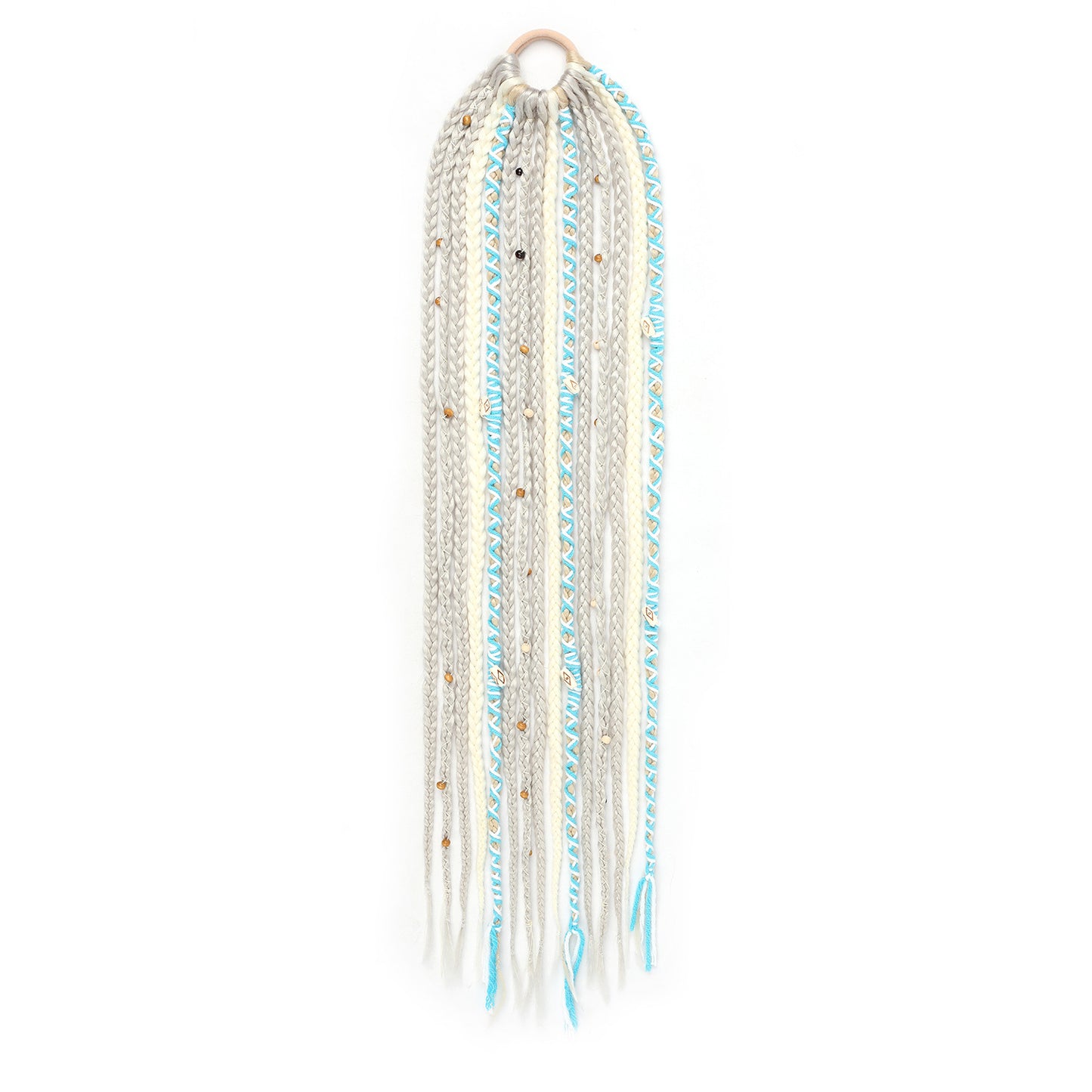 Wool Lock Beads Horse Tail Handmade Braid Hair Ring Hand-woven Wig Ponytail