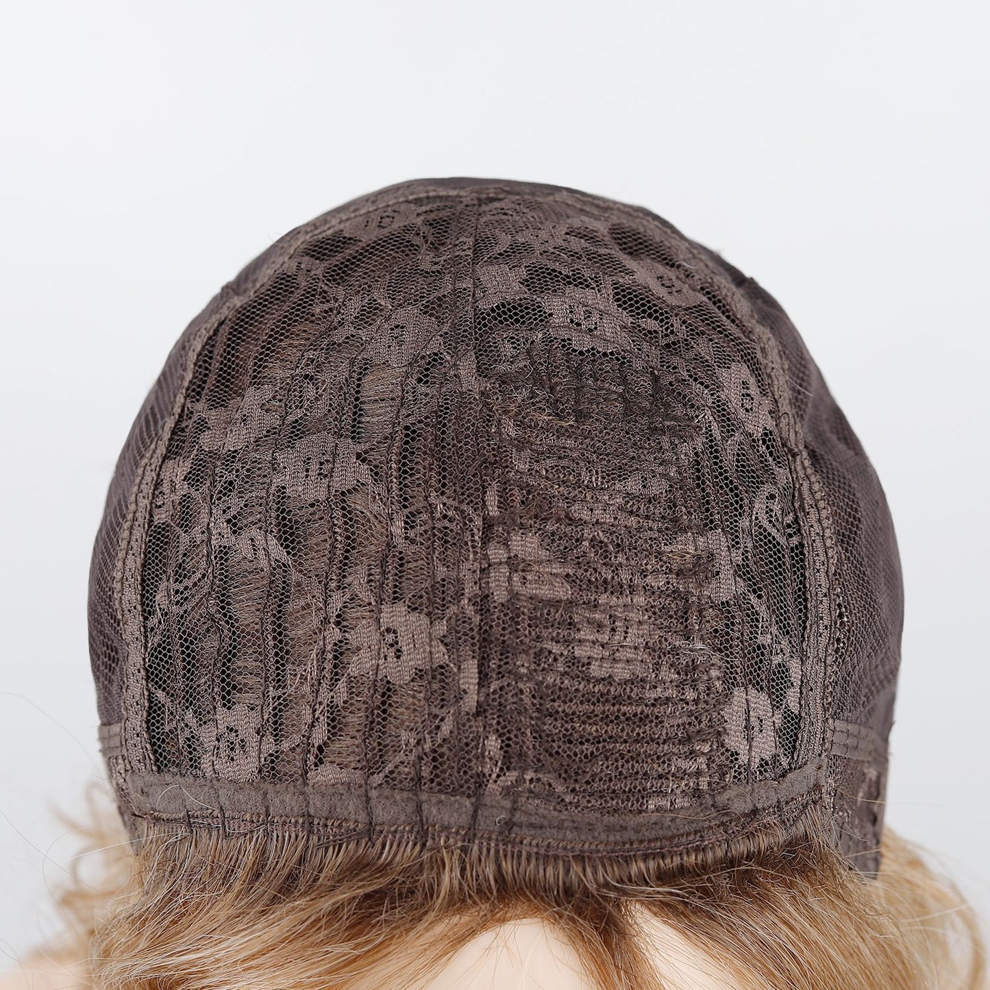 Women's Water Ripple Head Cover Golden Brown Chemical Fiber Wig Short Curly Hair