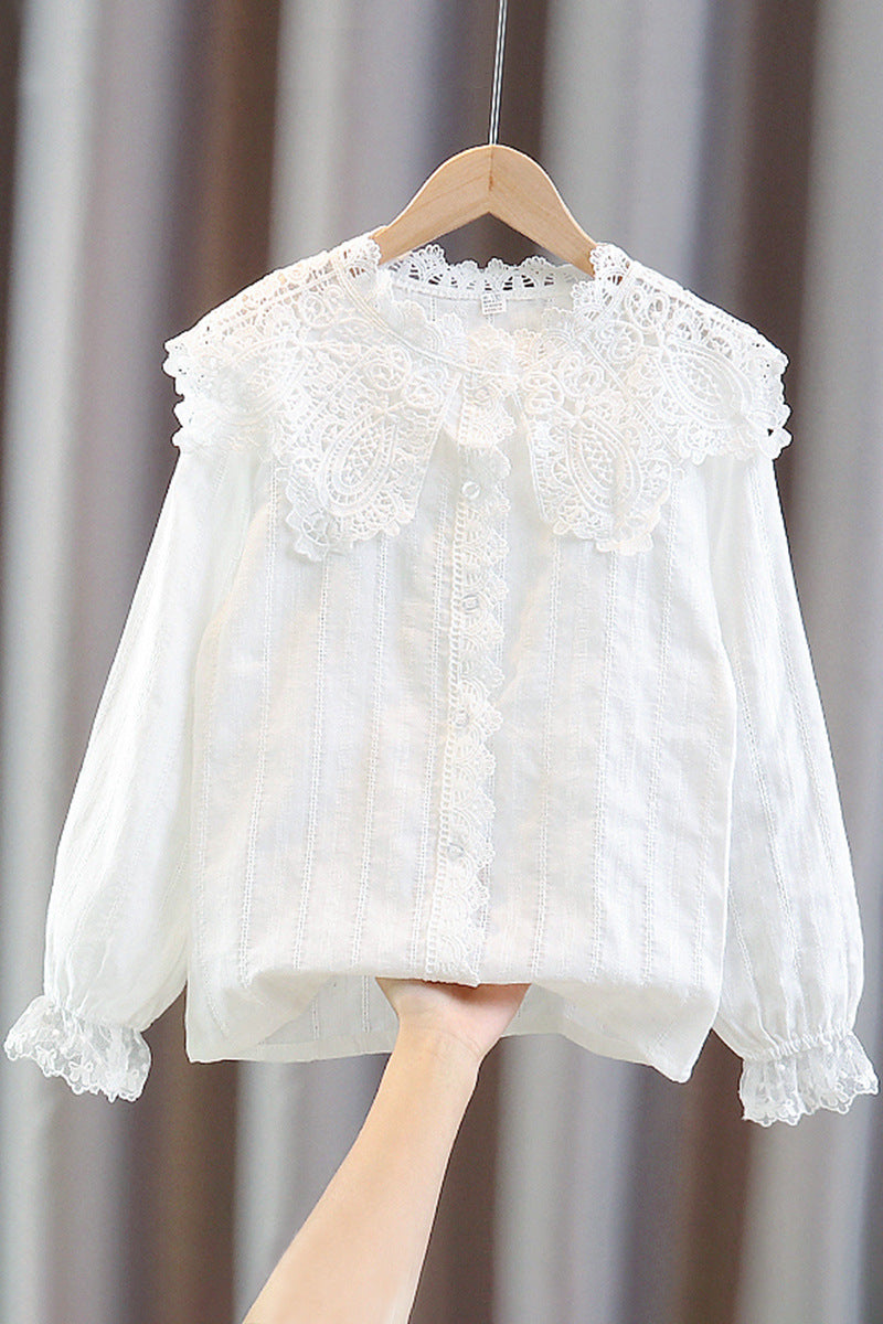 Children's Doll Collar Loose Long Sleeve Underwear White Blouse Children's Shirt