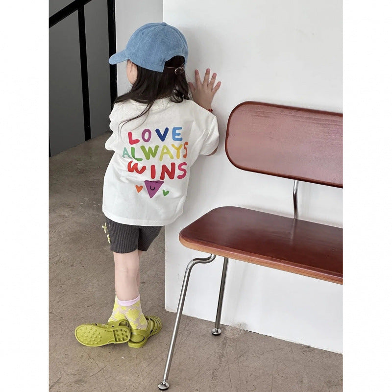 Children's Boys Korean Style Short Sleeve Loose Versatile Children's T-shirt