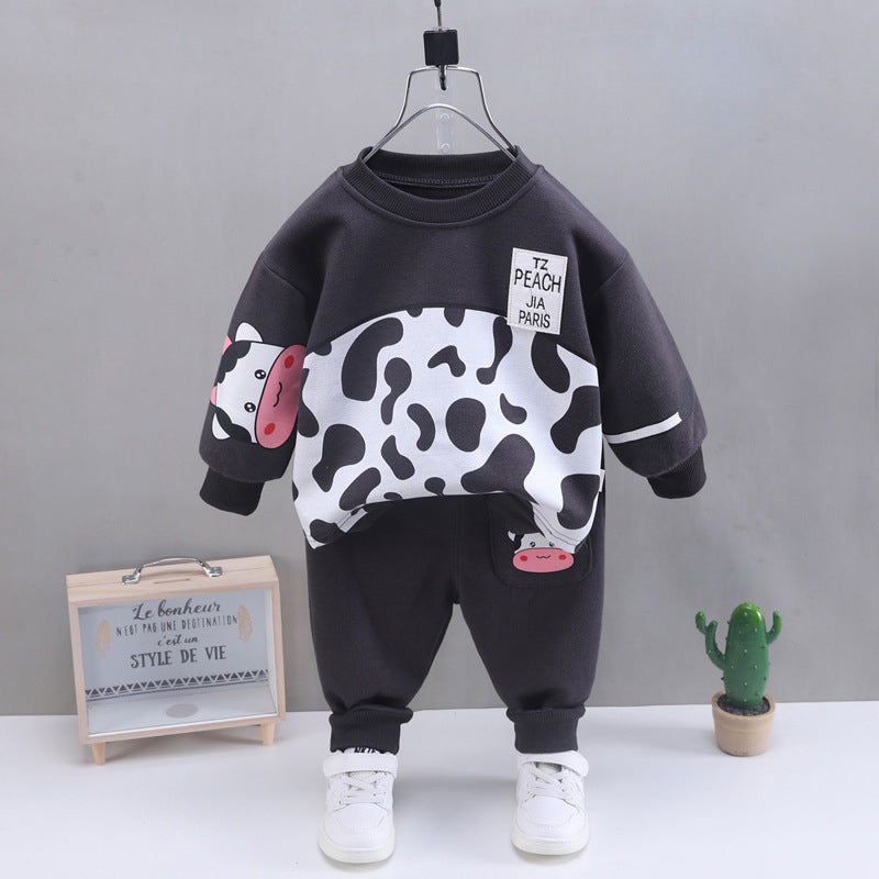 Children's Two-piece Cartoon Lapel Boys Autumn Clothing Children's Suit