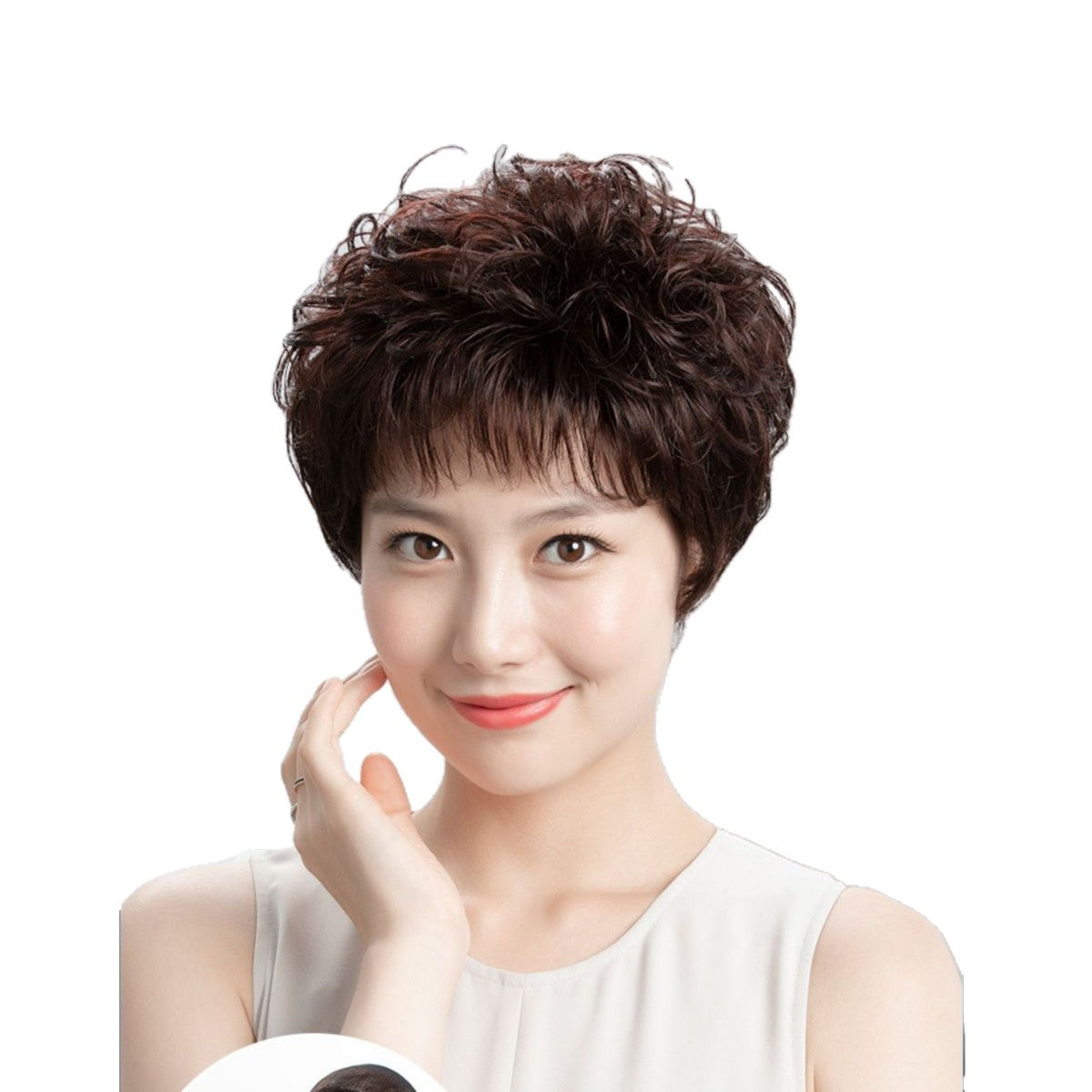 Women's Mother Style Full Human Sheath Natural Real Hair Wig
