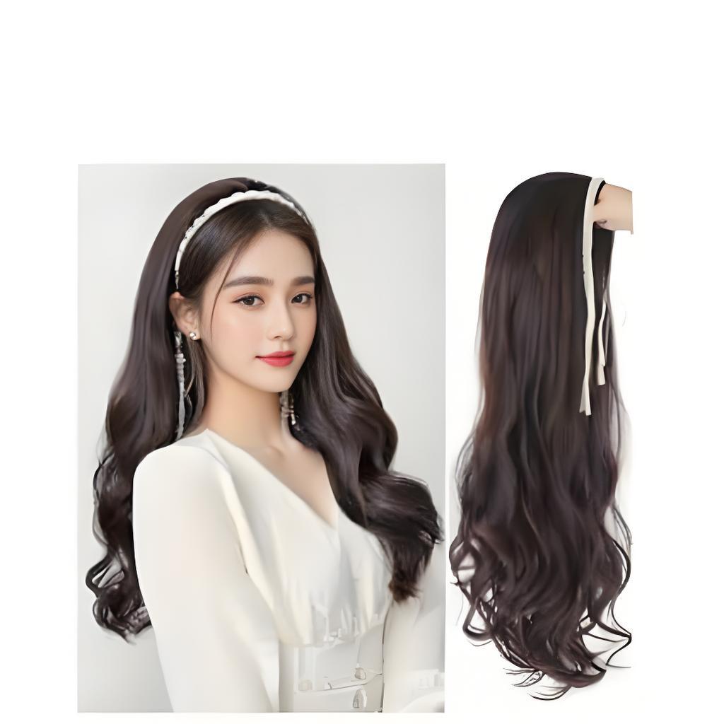 Hair Band One-piece Tassel Rhinestone Half Headgear Big Wig Long Curls