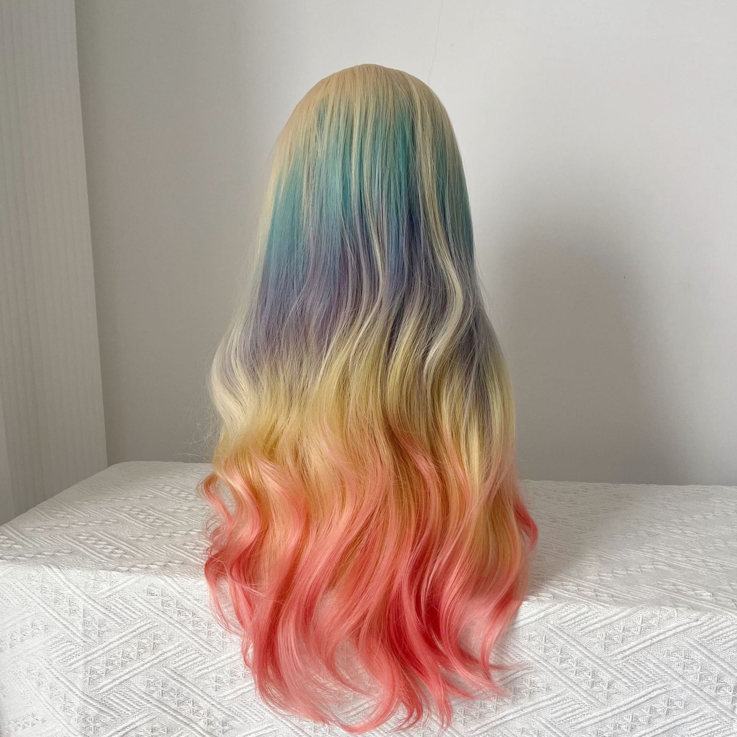 Long Curly Hair Rainbow Gradient Natural Simulation Big Wave Atmosphere Cos Wig