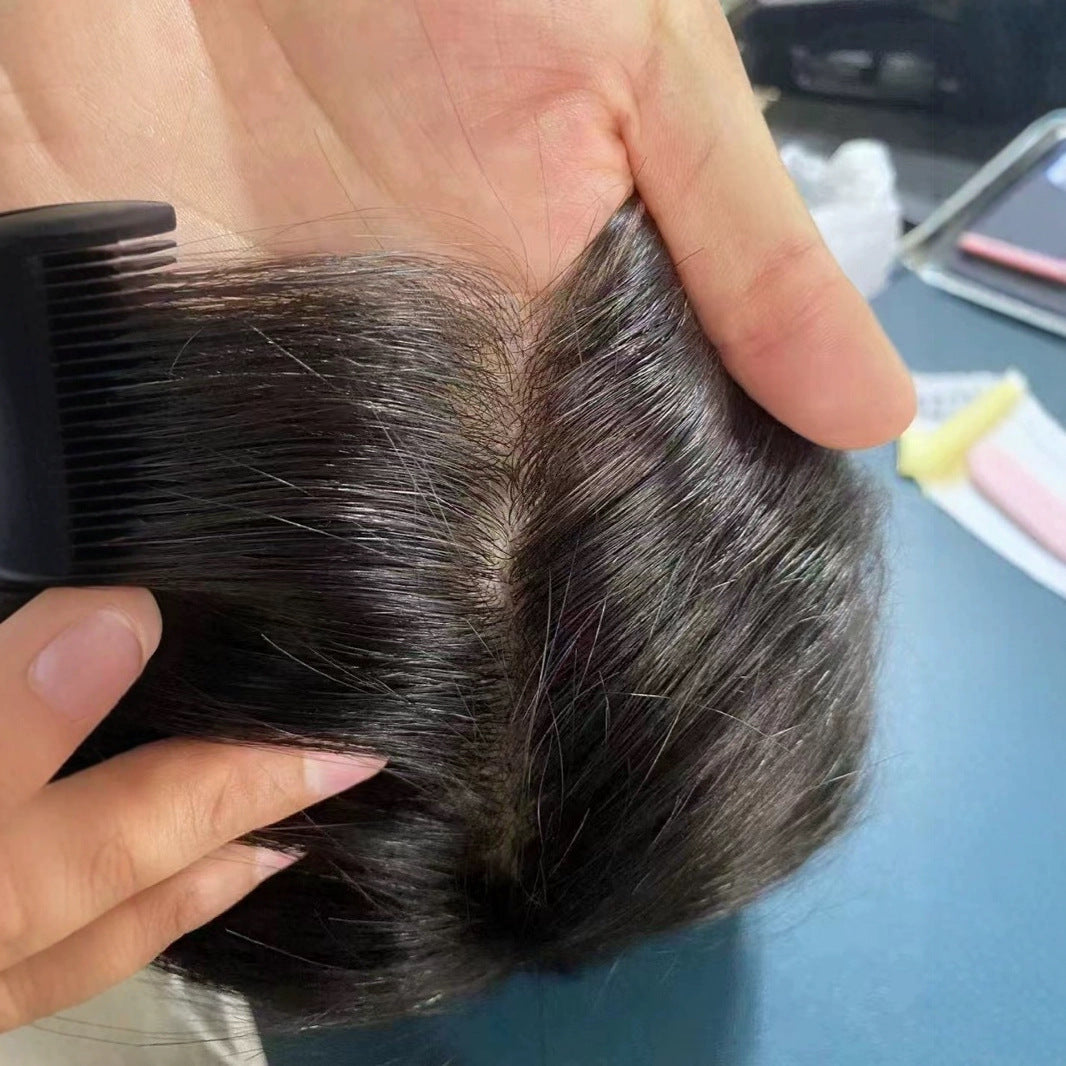 Men's Hair Hand Woven Simulation Scalp Forehead Men's Wig