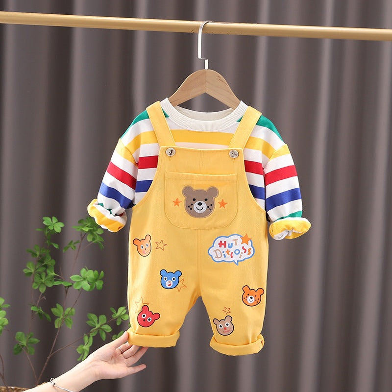 Children's Autumn Clothing Spring Summer Two-year-old Suspender Pants Children's Suit