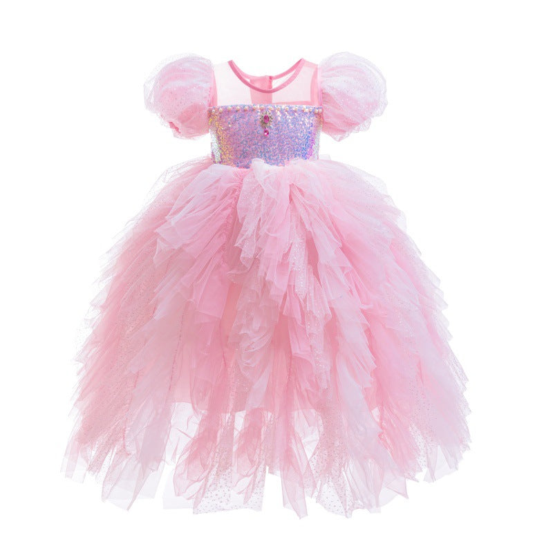 Children's Frozen Birthday Summer Western Style Sequined Princess Tulle Children's Dress