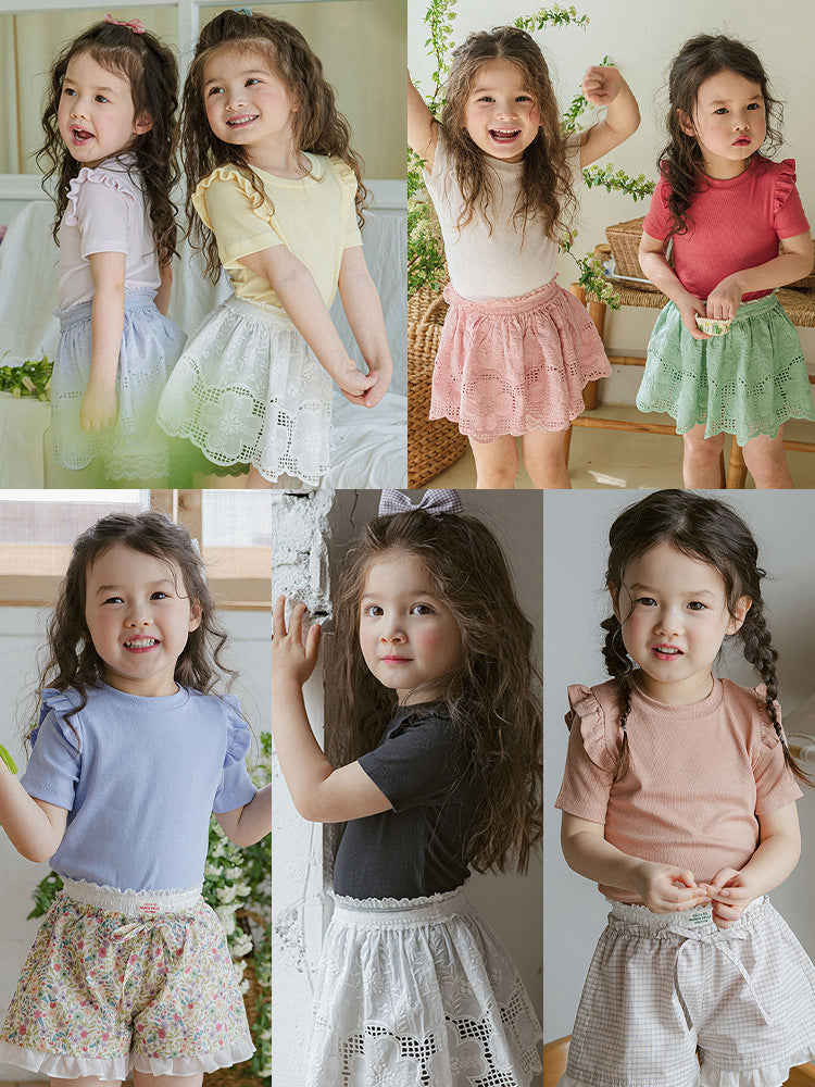 Summer Strawberry Stretch Cotton Soft Round Neck Short Children's T-shirt