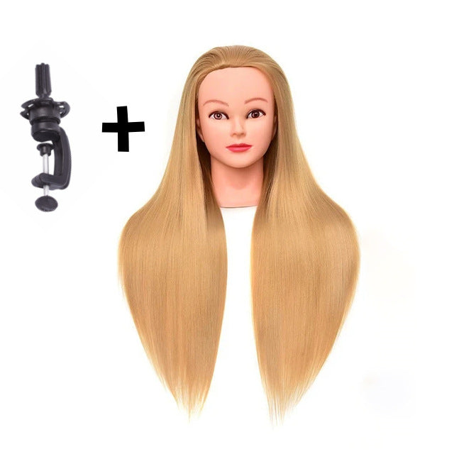 Model Head Teaching Hairdressing Braiding Mock Mannequin Long Straight Wig