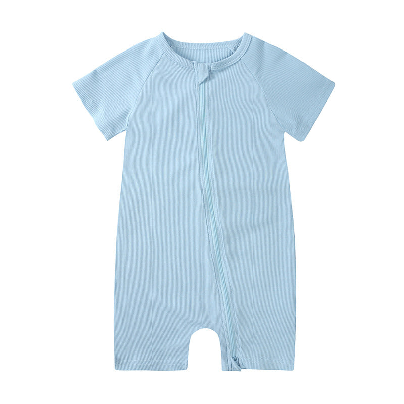 Women's & Men's Babies Summer Sunken Stripe Short Sleeved Kazakhstan Born Jumpsuits Bamboo Jumpsuit, Climbing Suit