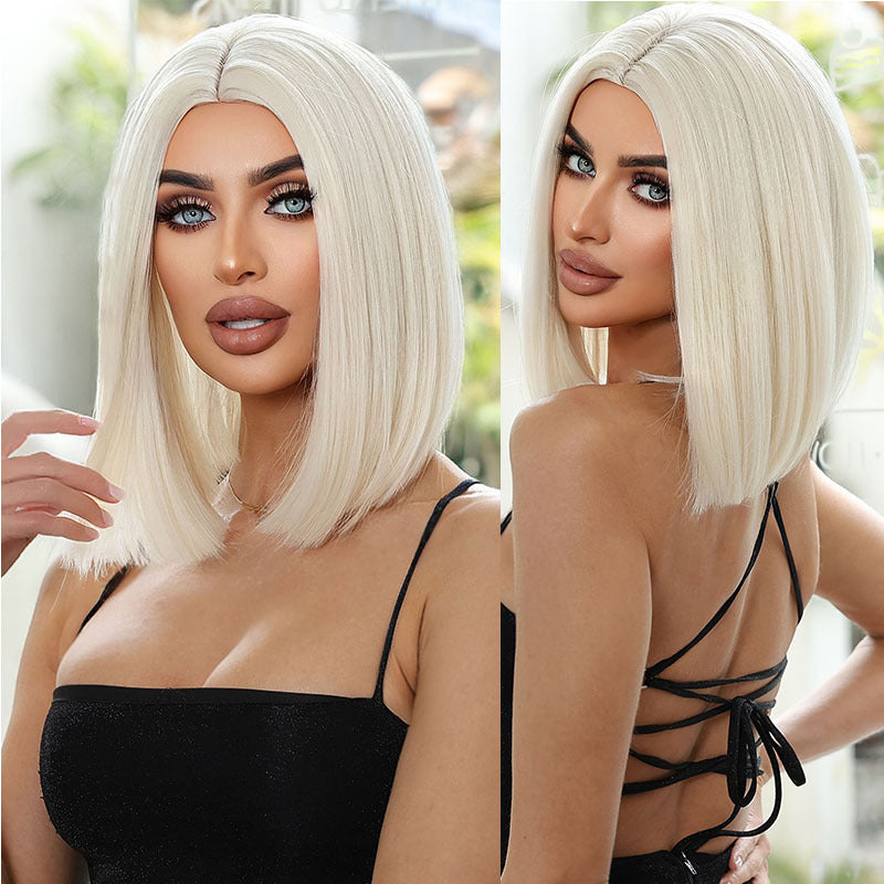 Medium Fashion Wine Red Collarbone Length Wig Short Straight Hair
