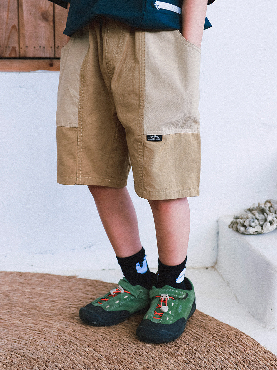 Children's Style Heavy Retro Washed Cotton Shorts Medium Big Contrast Color Children's Pants