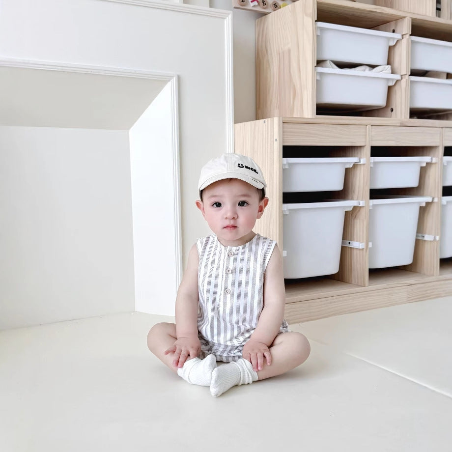 Romper Summer Born Boys Sleeveless Striped Jumpsuit, Climbing Suit