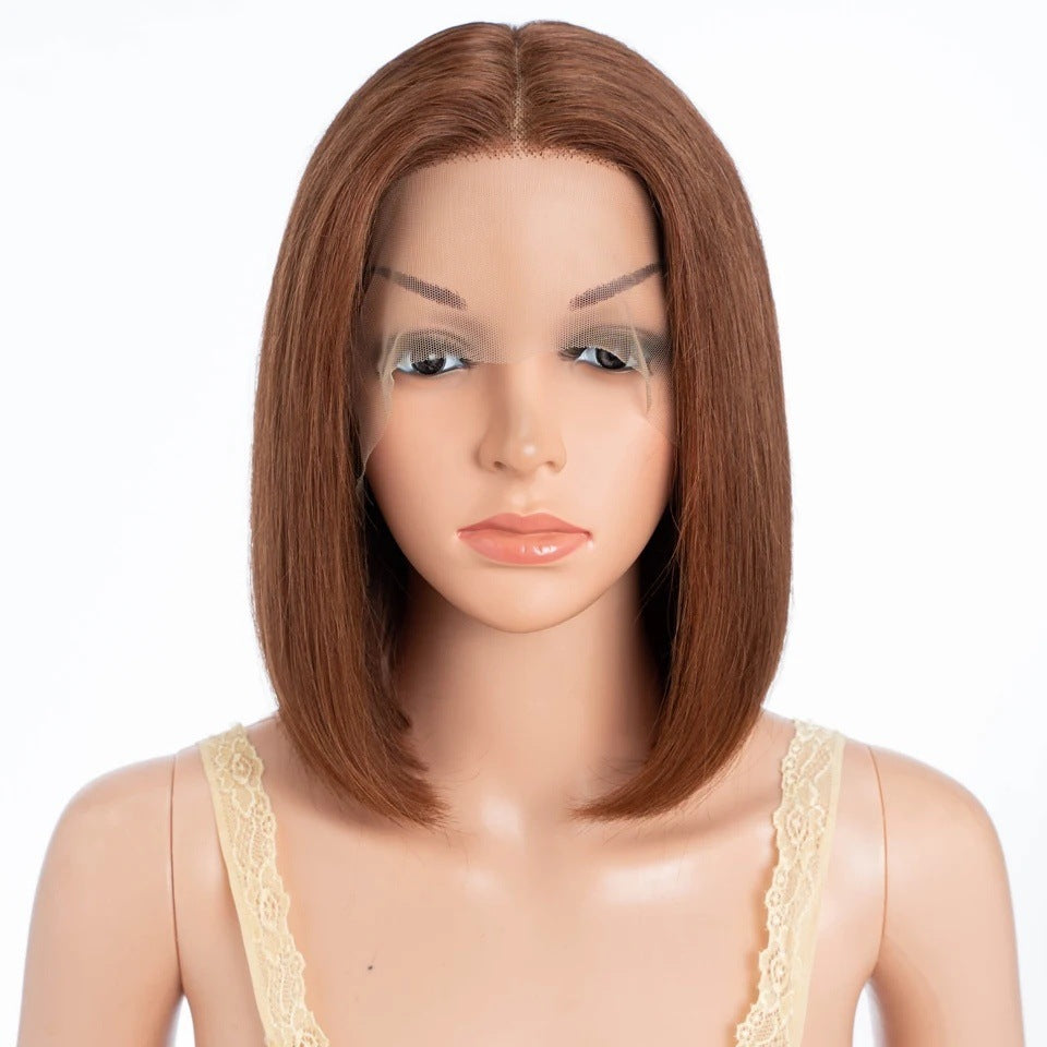 Durable Straight Bob Brazilian Human Brown Real Hair Wig