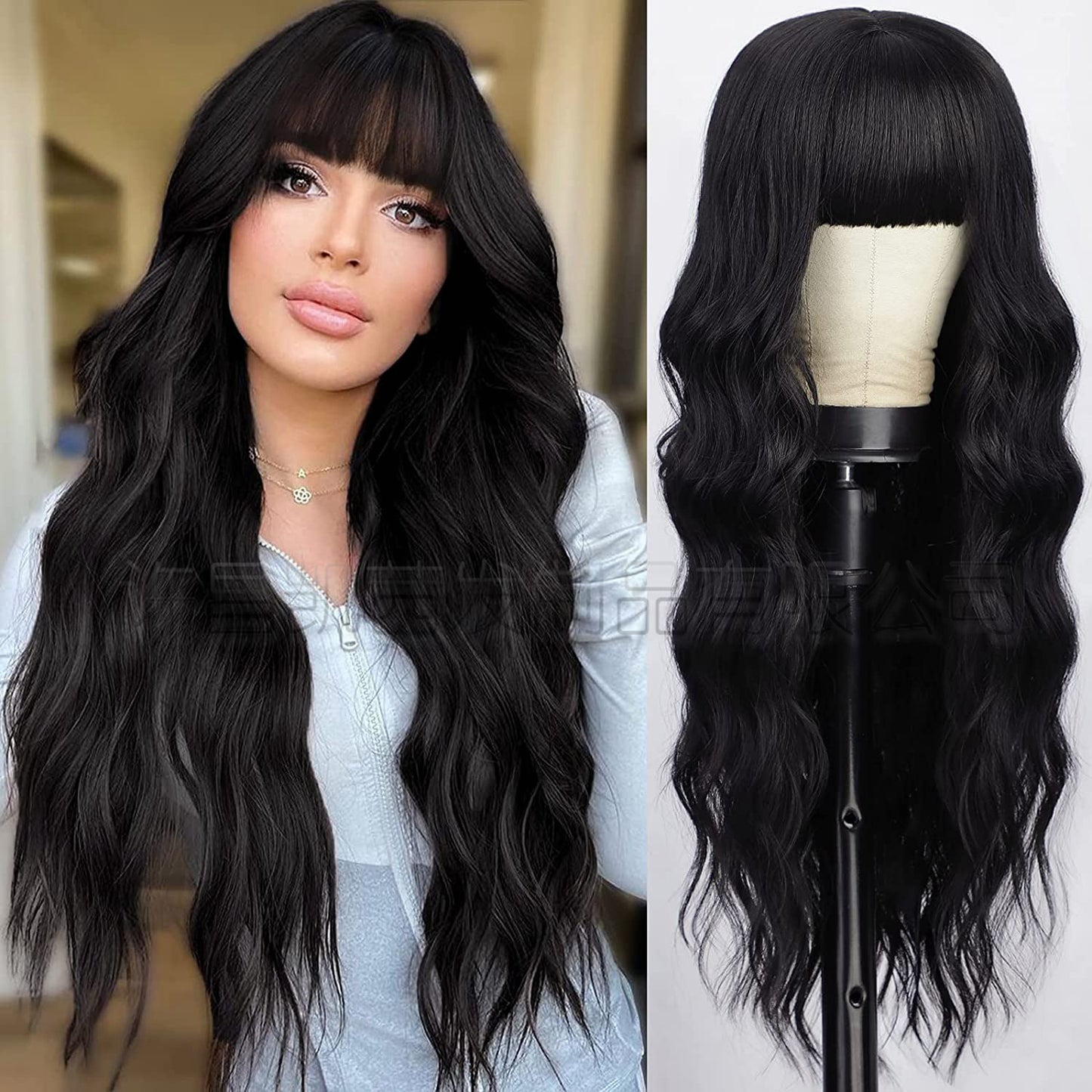 Gradient Color Curly Female Chemical Fiber Wig Long Curls