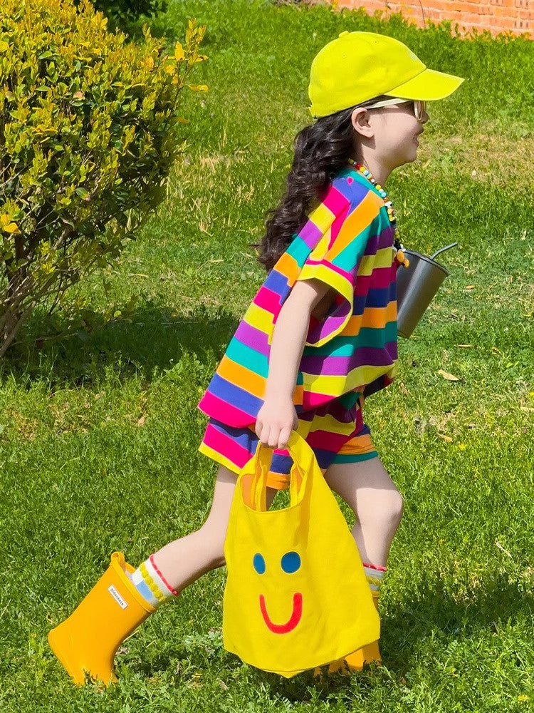 Children's Summer Colorful Wear Dopamine Short Sleeve Clothing Children's Suit