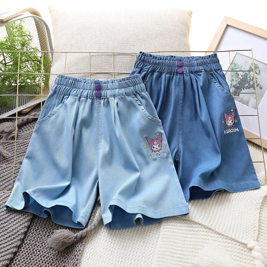 Lightweight Twill Stretch Denim Korean Style Little Bear Children's Pants
