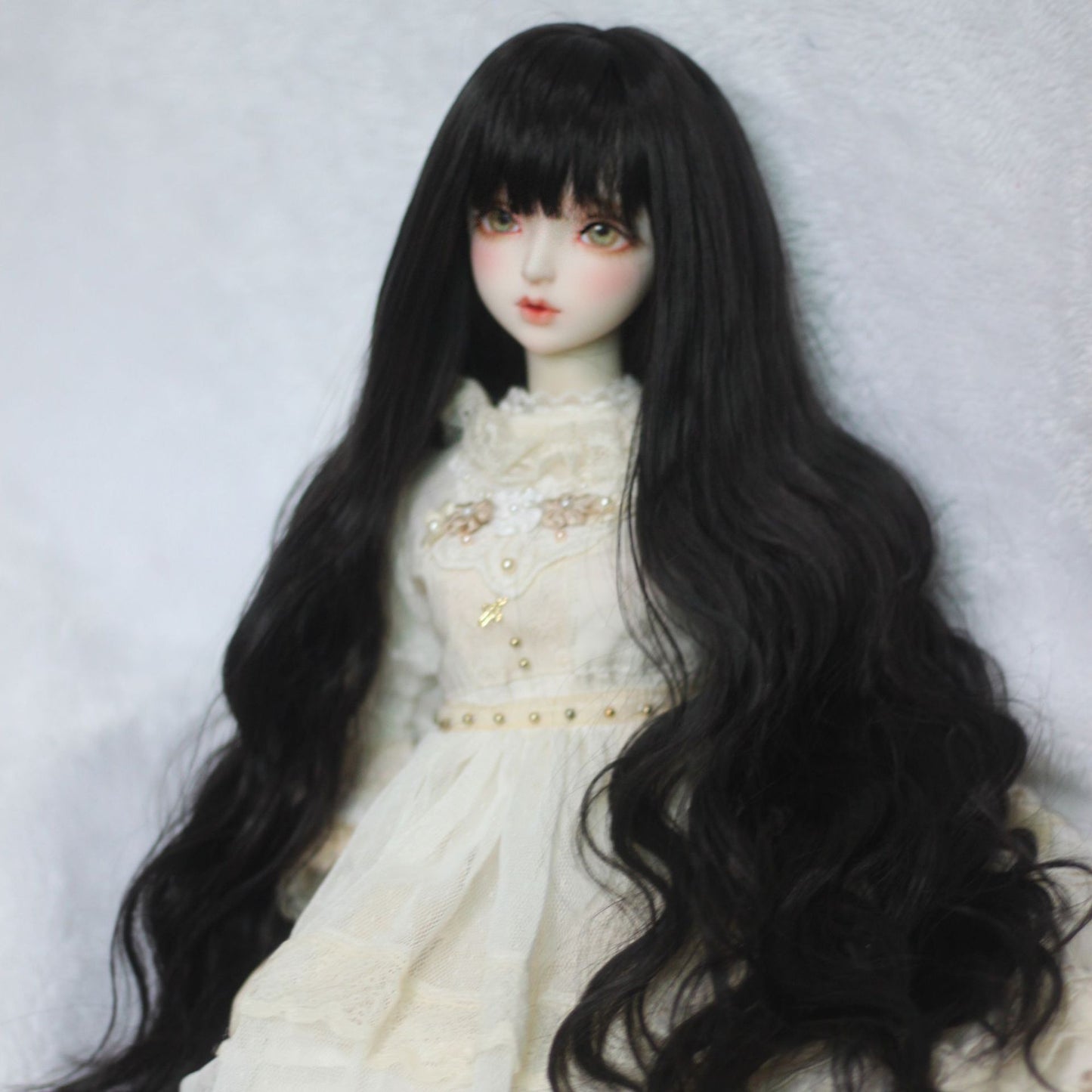 Lucy Elegant Hair Straight Bangs Sier Gray Natural Handmade Roll Cos Wig