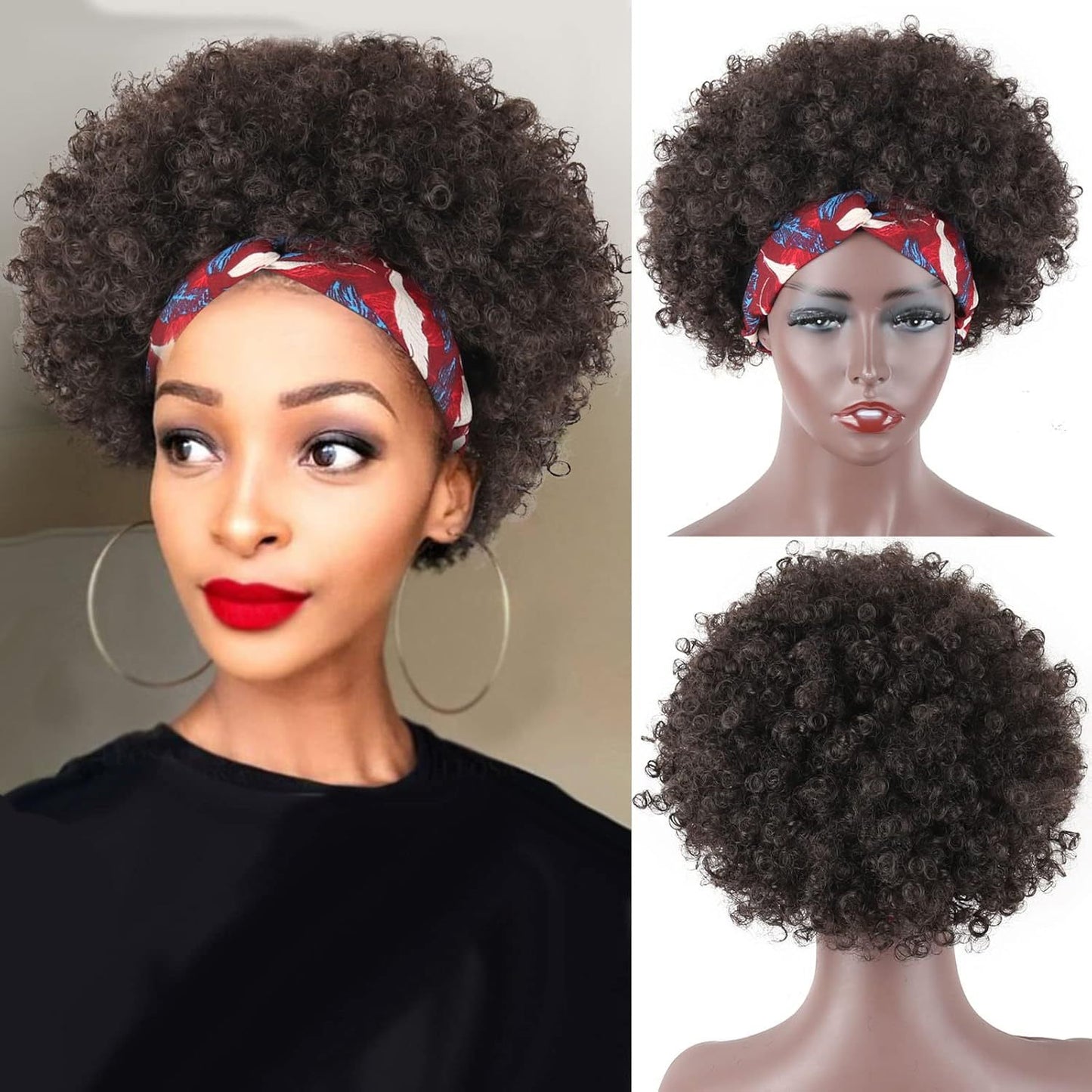 African Fluffy Afro Small Ice Ribbon Wig Short Curly Hair