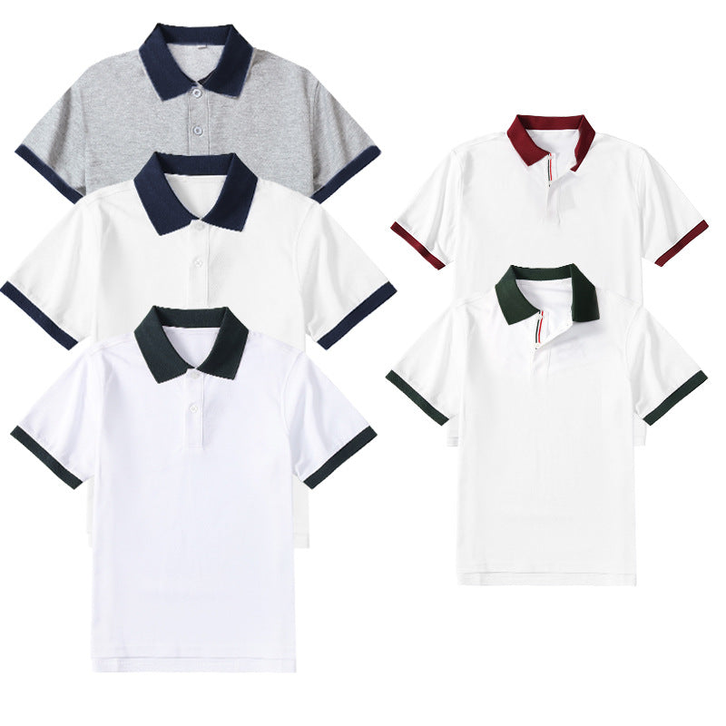 Women's & Men's Uniform Summer Short Shirt Cotton College Children's T-shirt