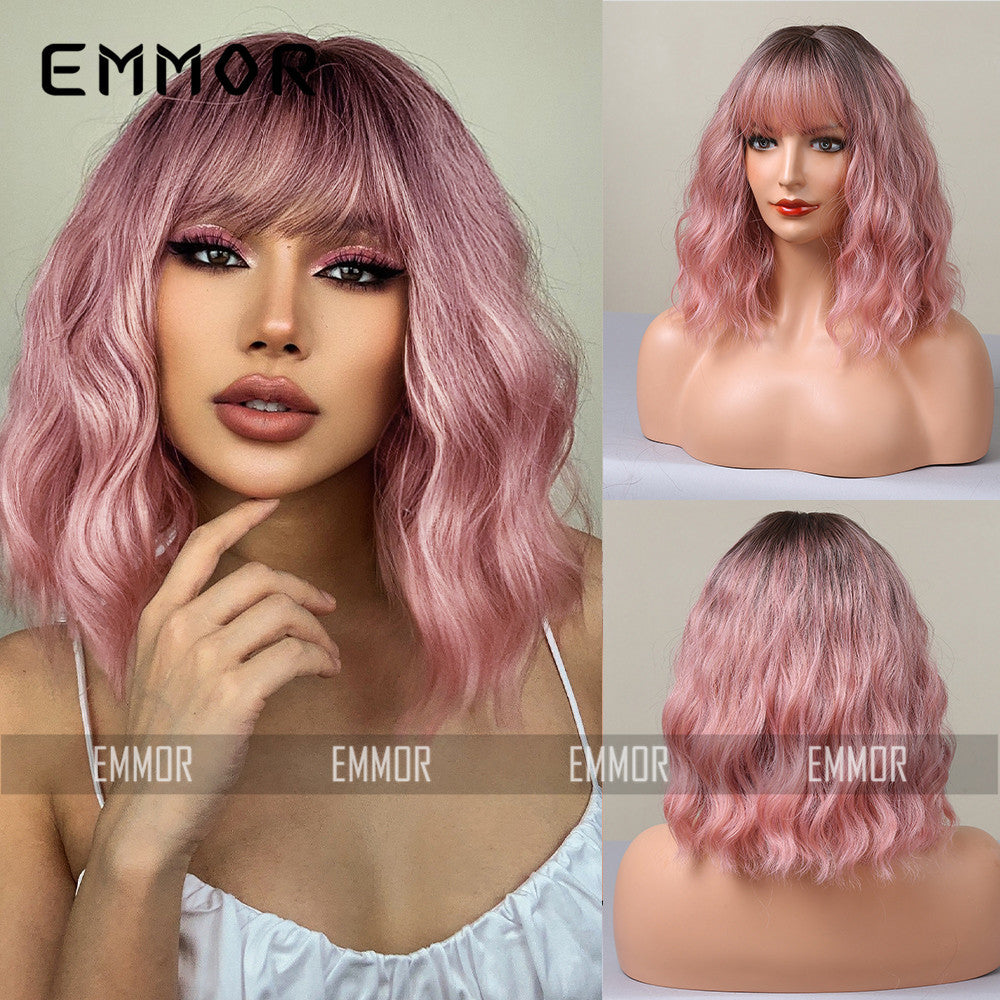 Female Cute Style Golden Short Curly Hair Matte Fiber Full Wig Long Curls