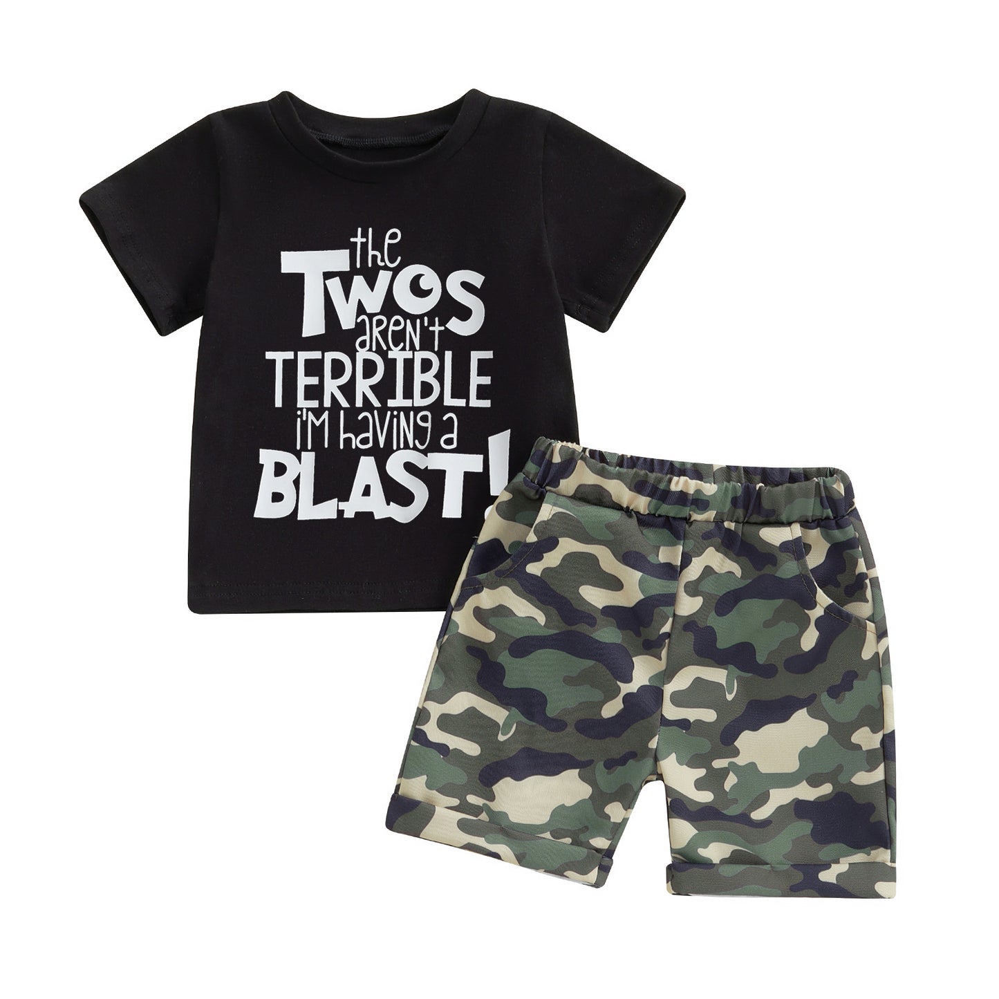 Boy Printed Short Sleeve Camouflage Shorts Children's Suit