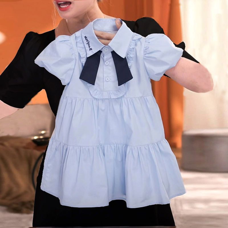 Children's Preppy Style Sailor Collar Princess Short Sleeve Fashionable Children's Dress