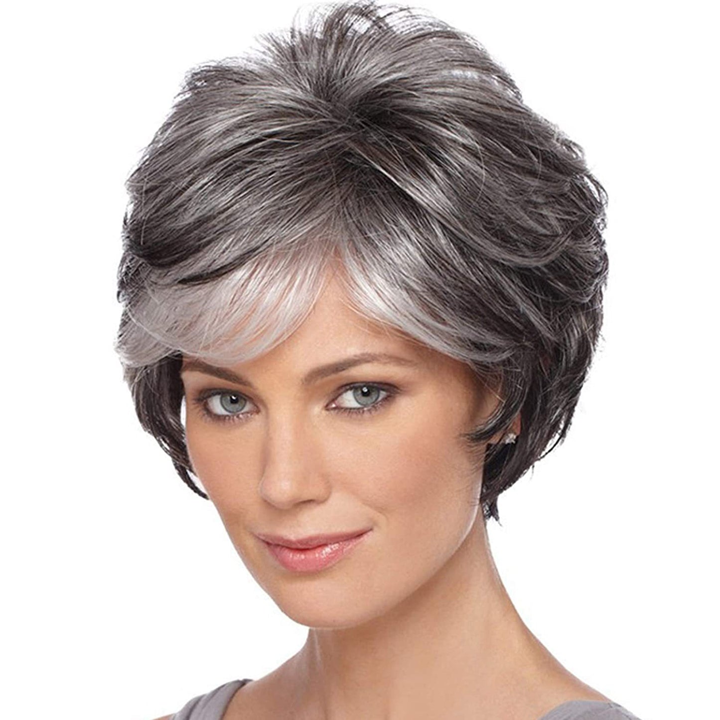 Women's Golden Split Side Bangs Elegant Fashion Wig Short Curly Hair