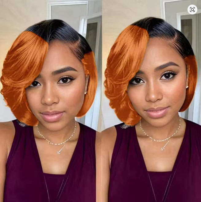 Chemical Fiber Front Lace Partial Headgear Wig Short Curly Hair