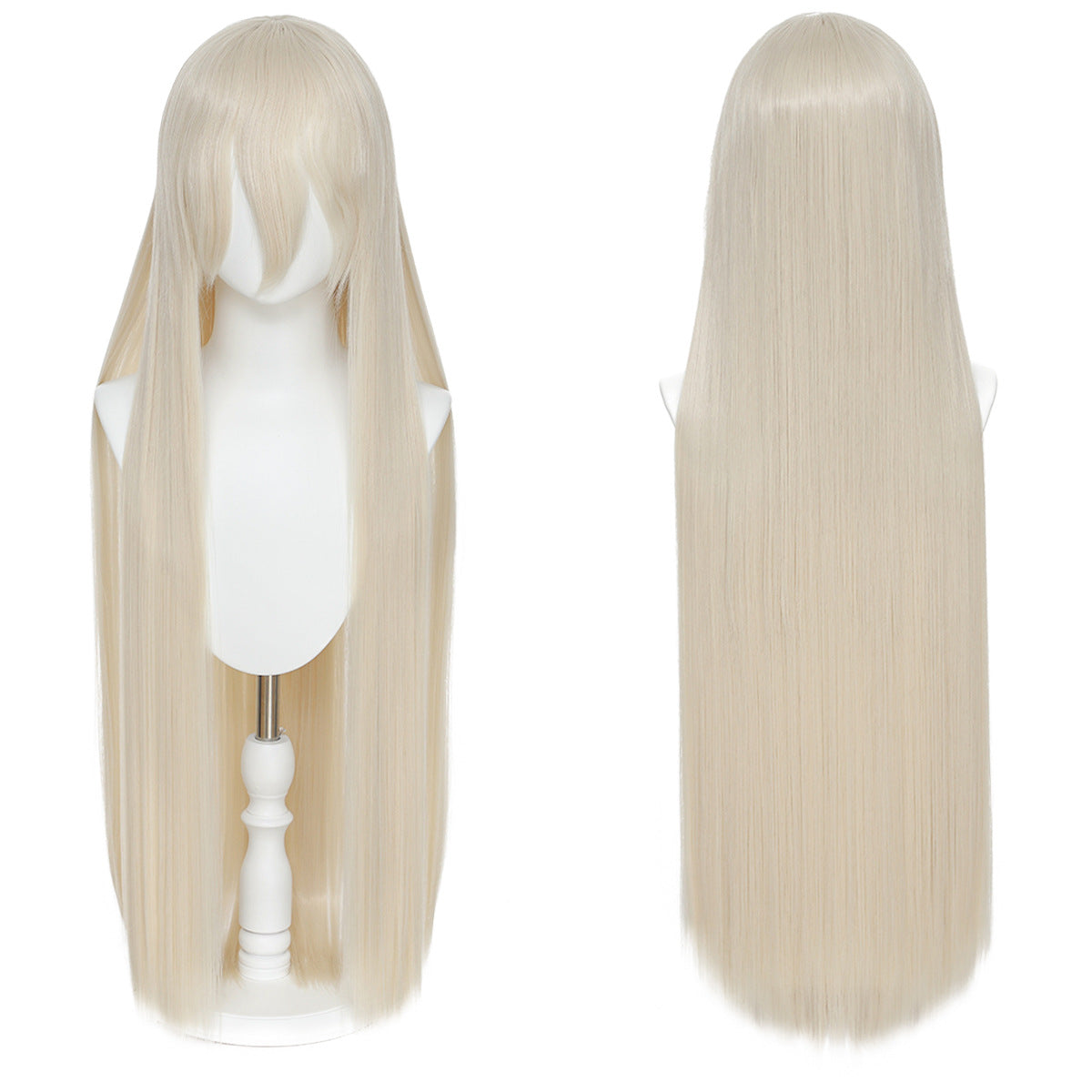 Long Straight Hair Hairpiece Blank Black White Cos Wig