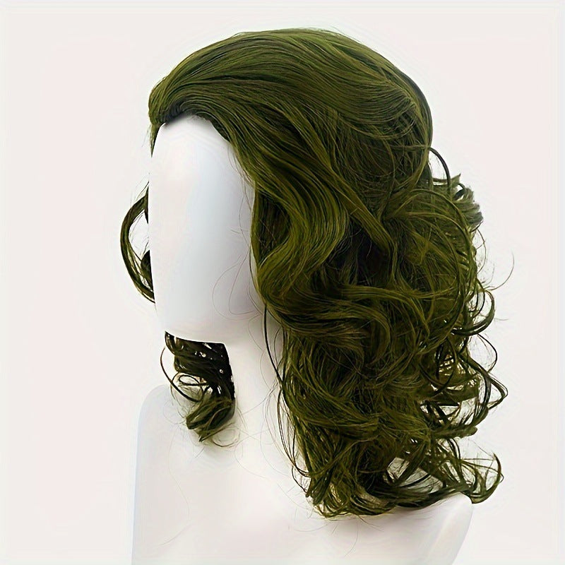 Movie Clown Flack Green Medium Long Curly Hair Cos Wig