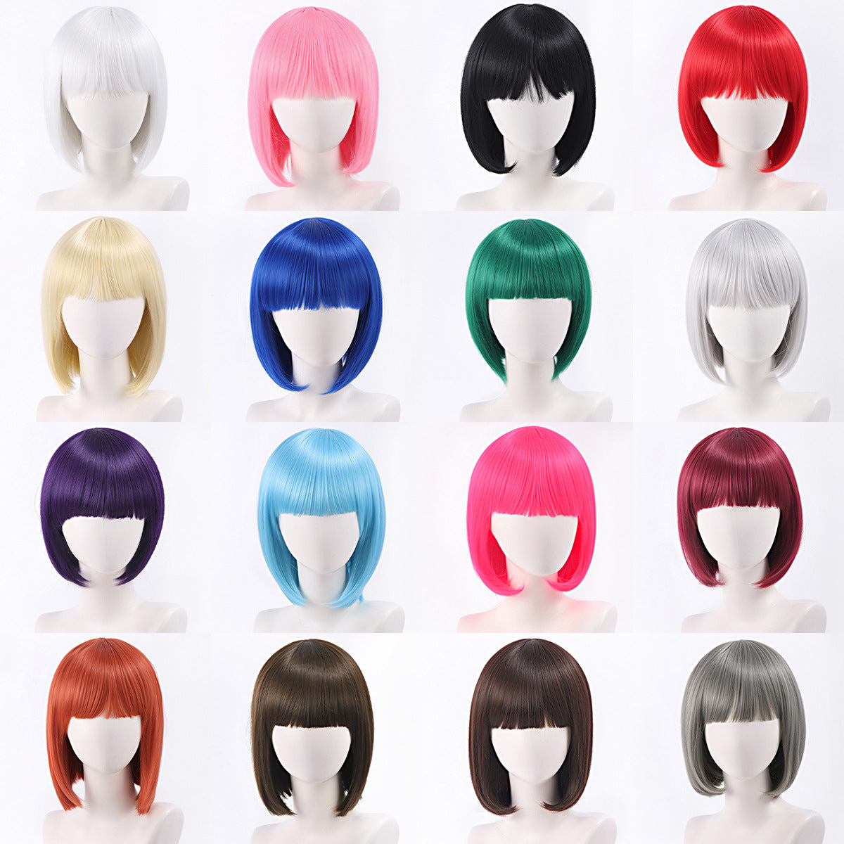 Green Gray Beige Black Red Pink Bangs Anime Nightclub Female Cos Wig