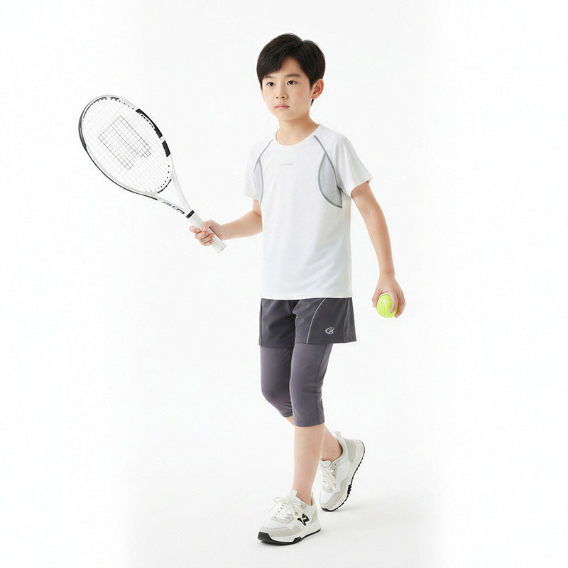 Summer Thin Breathable Class Sports Top Stitching Cool Sense Moisture Children's T-shirt