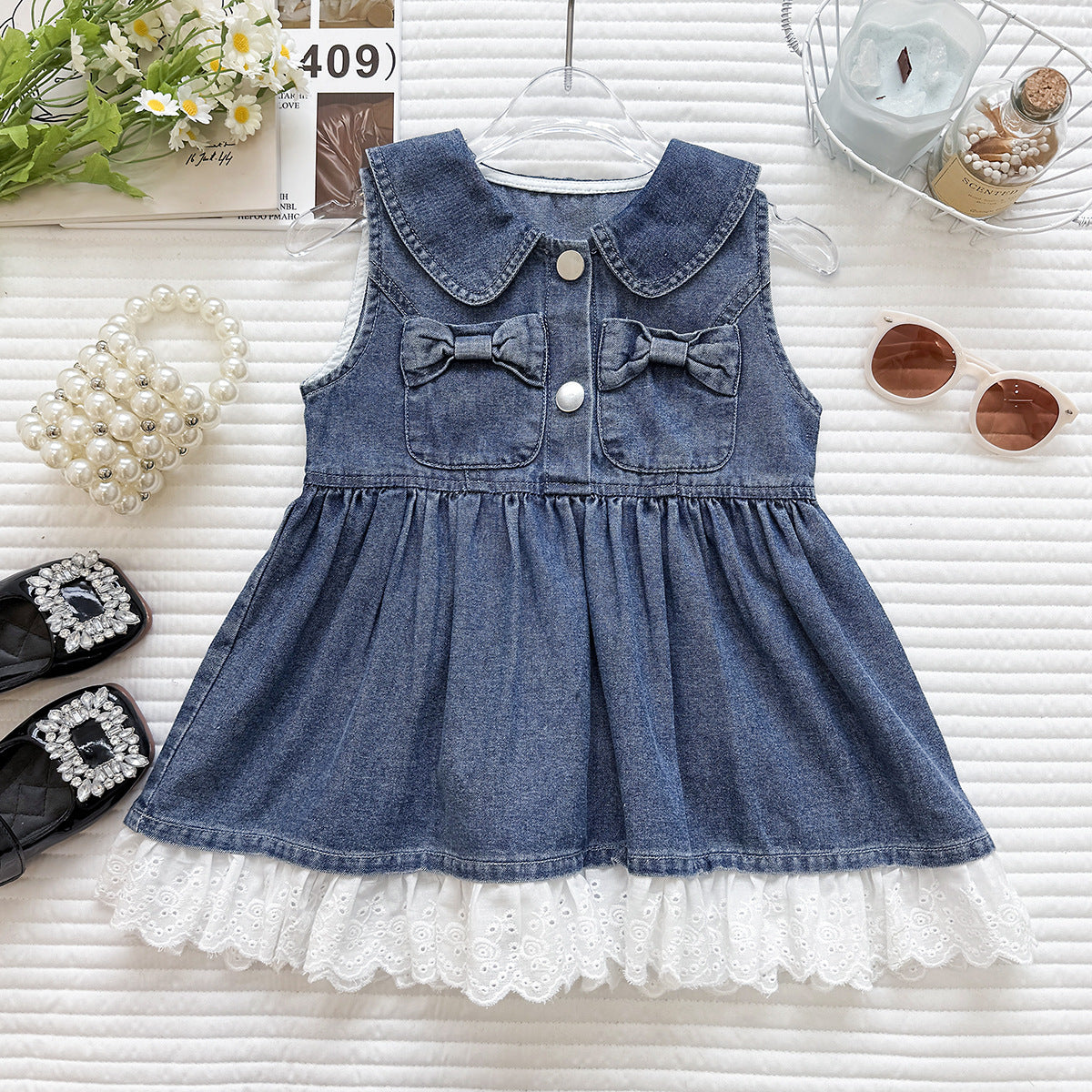 Children's Summer Korean Style Thin Denim Fashionable Stylish Children's Dress