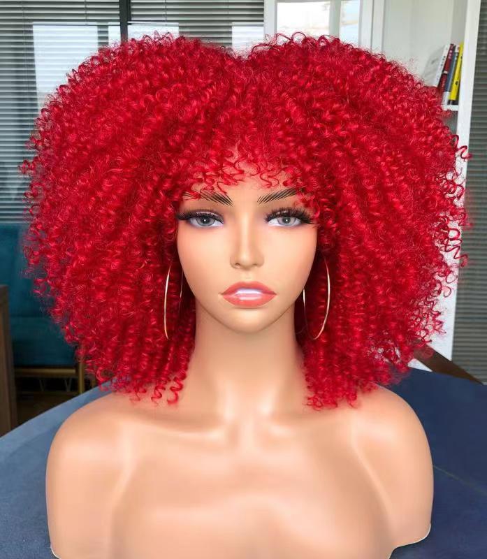 Women's African Fashion Explosion Small Head Cover Wig Short Curly Hair