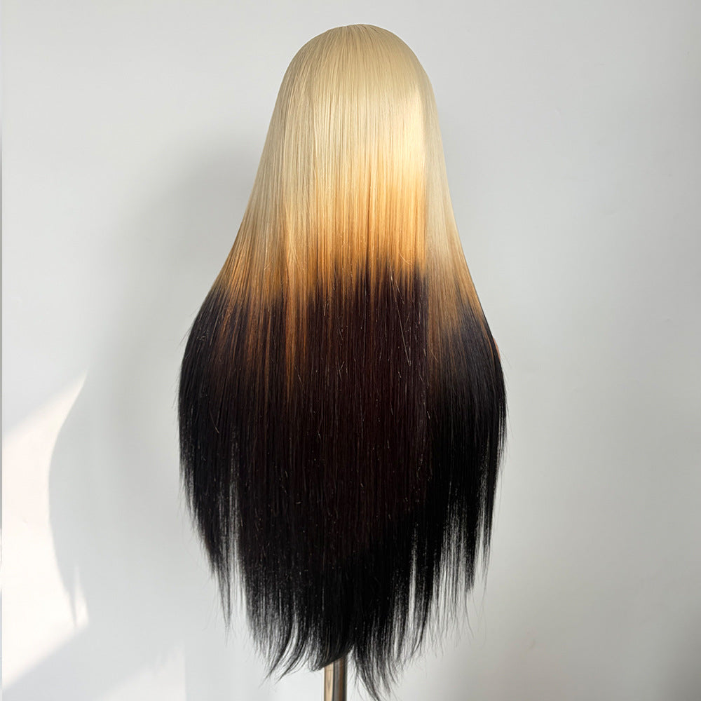 Gradient Brown Front Lace Dyed Synthetic Wig Long Curls