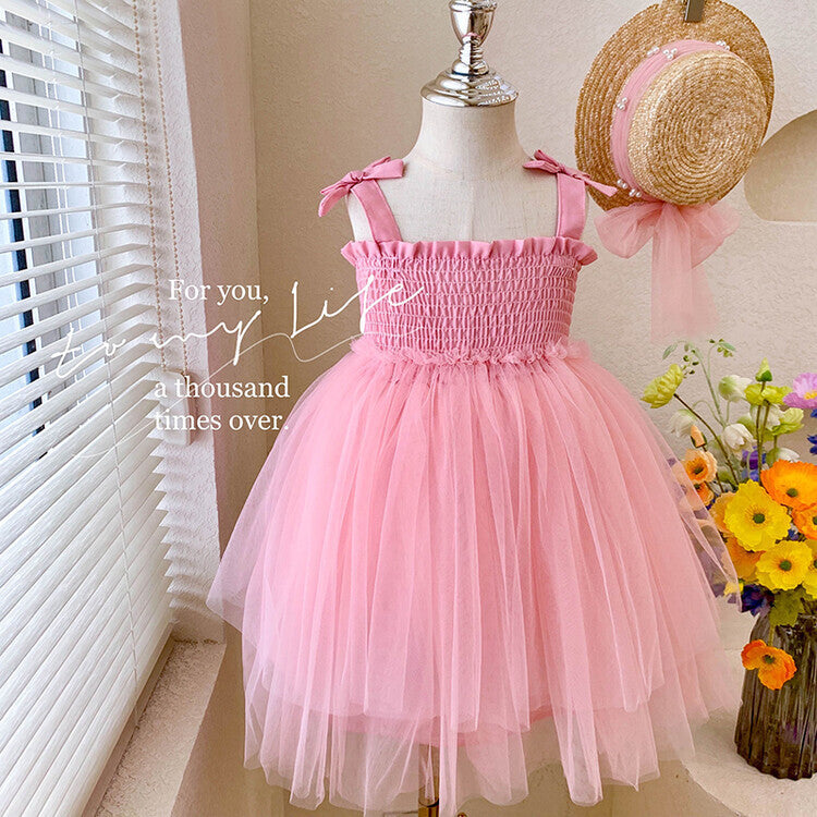 Veil Summer Bow Toddler Princess Tulle Children's Dress