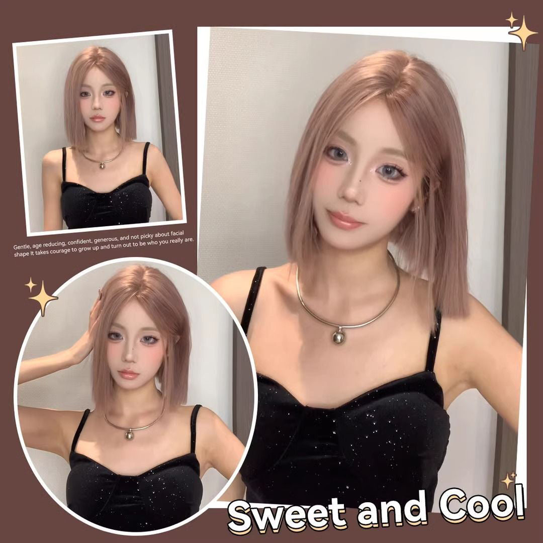 Monet Forehead Lace Pink Cool Natural Shape Wig Short Straight Hair