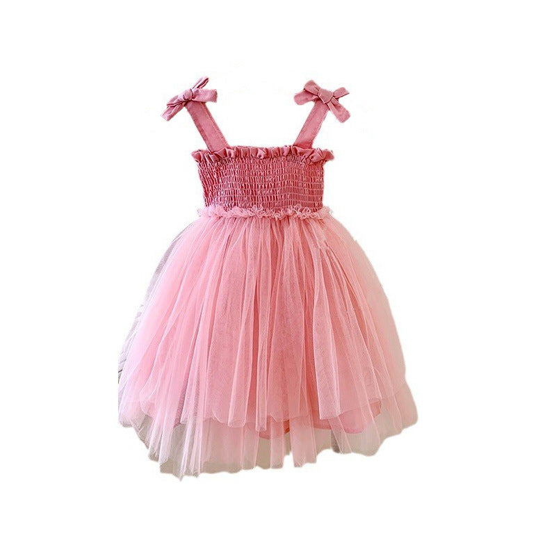 Veil Summer Bow Toddler Princess Tulle Children's Dress