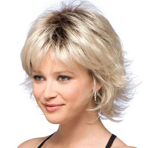Curly Side Bangs Light Golden Style Chemical Fiber Long Straight Wig