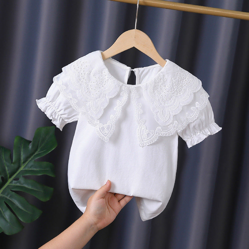 Children's Shirt Cotton Thin Short-sleeved White Doll Children's T-shirt